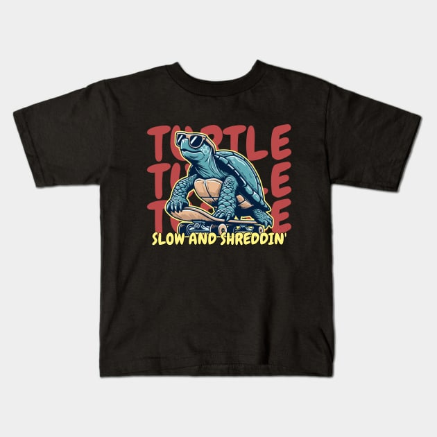 Skateboard turtle Kids T-Shirt by Create Magnus